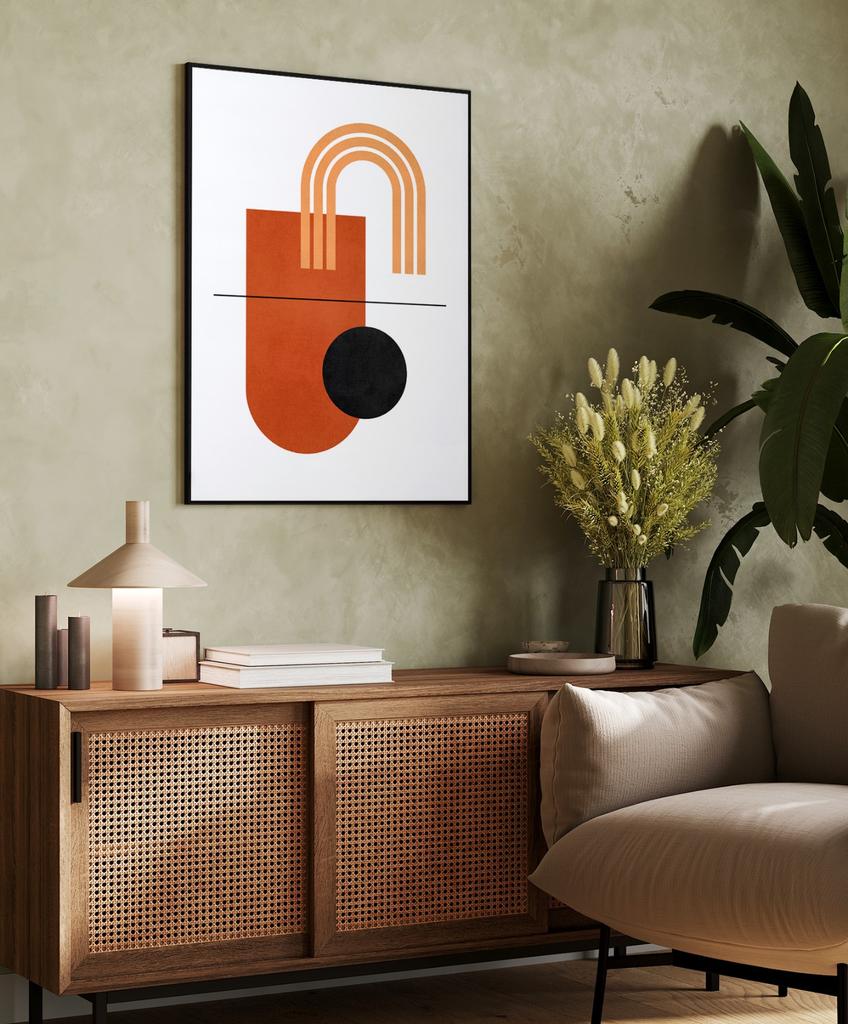 Boho Style Geometry Poster In Black Frame