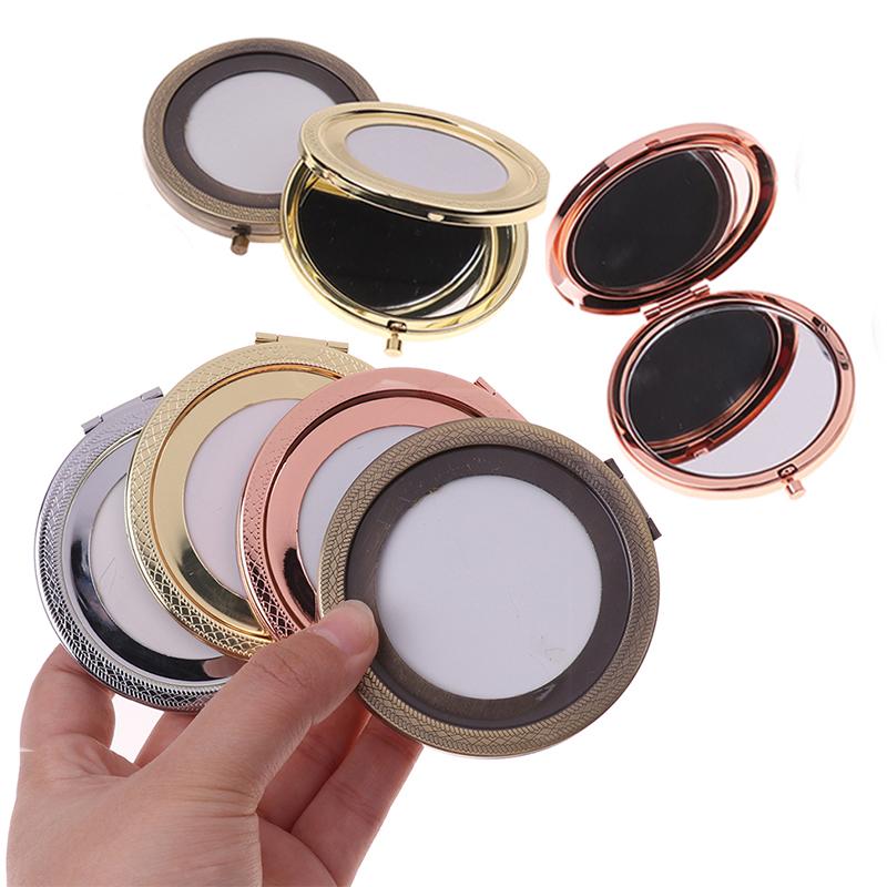 1Pcs Foldable Vintage Makeup Mirror Mini Square Makeup Vanity Mirror Portable Hand Double-sided Compact Pocket Cosmetic Mirror
