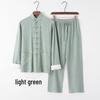 Men's Chinese Style Cotton Linen Tang Suit Jacket & Pants Set with Frog Buttons - Retro Zen Meditation Outfit