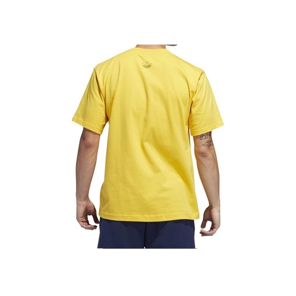 Adidas Originals Trefoil Art Logo Print Tee Men Tops Yellow DV3280