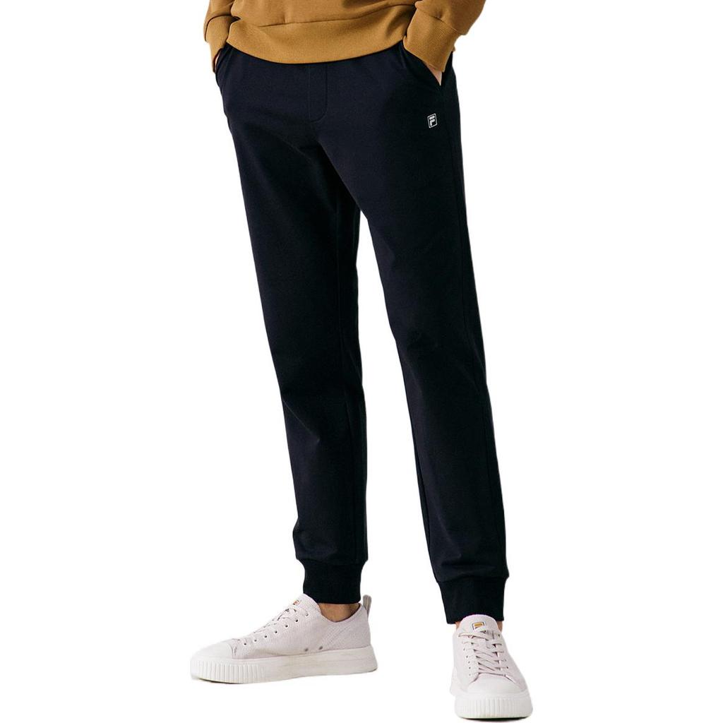 FILA FW22 Logo Print Straight Leg Cuffed Casual Sports Pants Men bottoms Black F51M247606F-BK