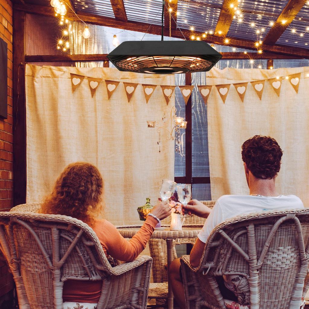 Infrared Heater 2000 Watt Radiant Heater with Remote Control 3 Heat Levels Protective Cover LED Display IP45 Heat Radiator Patio Heater Standing