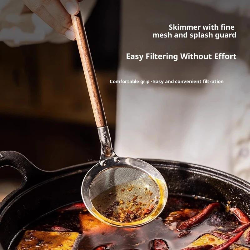 Walnut Handle Kitchen Tool 304 Stainless Steel Spatula Spoon Oil Filter Colander Kit Gadgets Anti-Scalding Cookware For Service