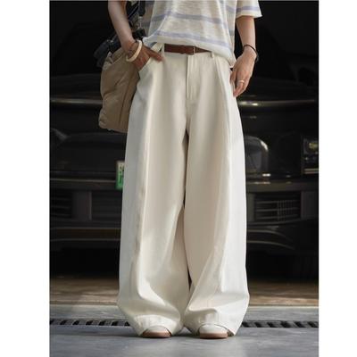 Autumn Japanese Women Full Length Pants Versatile Simple Loose Solid Color Wide-leg Pants