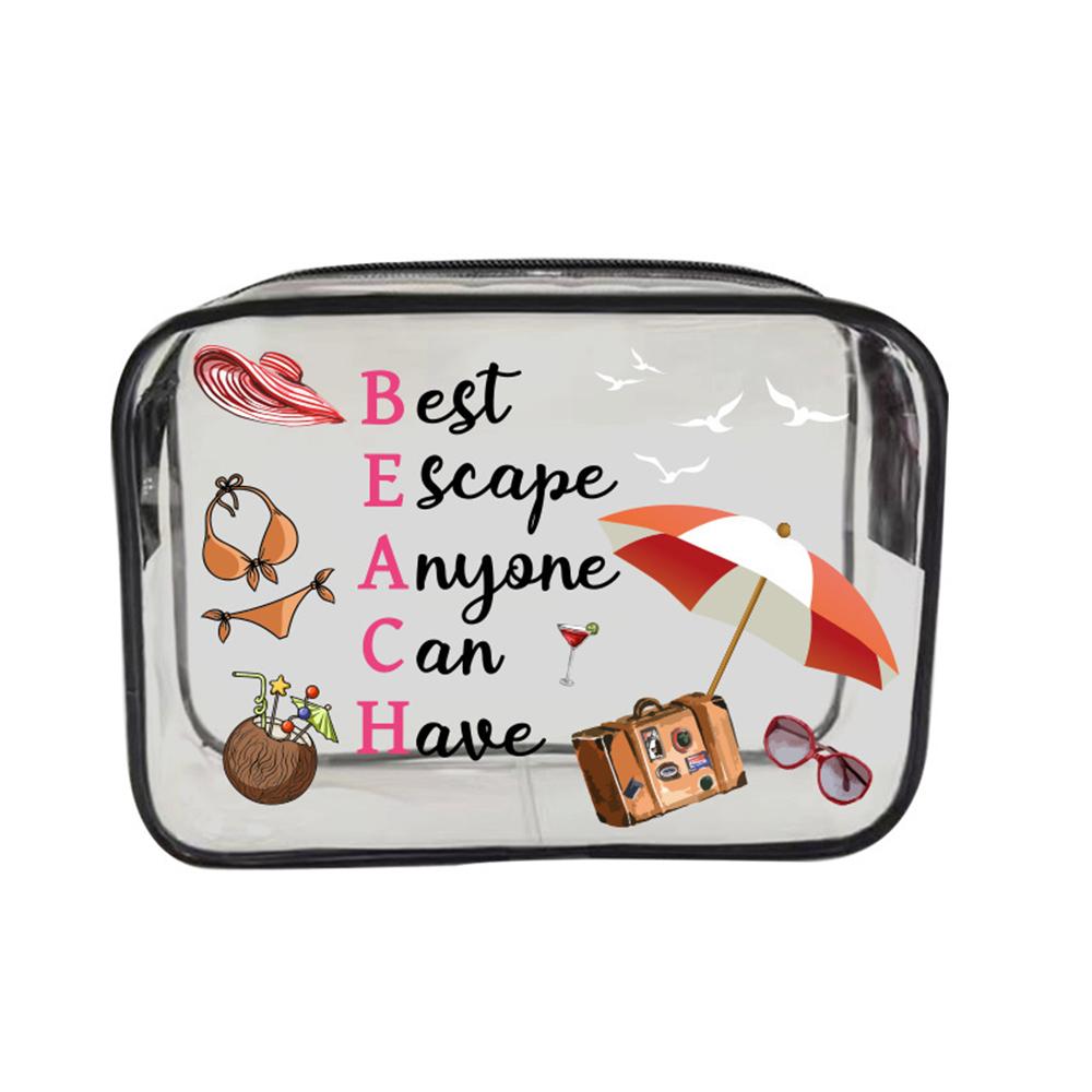 1pc All-Purpose Waterproof PVC Cosmetic Bag - Clear Travel Pouch for Toiletries Makeup & Beach Essentials