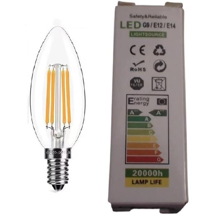 

Jiaxu Lighting, Упаковка из 10 штук, Светодиодная лампа-свеча с нитью накаливания AC110V E14 C35/C35L 4W/6W Светодиодная ретро-лампа Бытовые лампы(C35L 4 Вт) C35L 4W