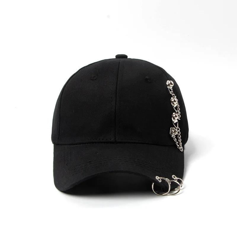 Spring and Autumn Outdoor Women Summer Baseball Cap Korean Style Studded Chain Three Rings Curved Brim Sun Hat Fashion