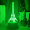 Paris Eiffel Tower 3d Illusion Led Baby Night Light Color Changing Bedroom Decor Lights Unique Birthday Gift Table Usb Lamp