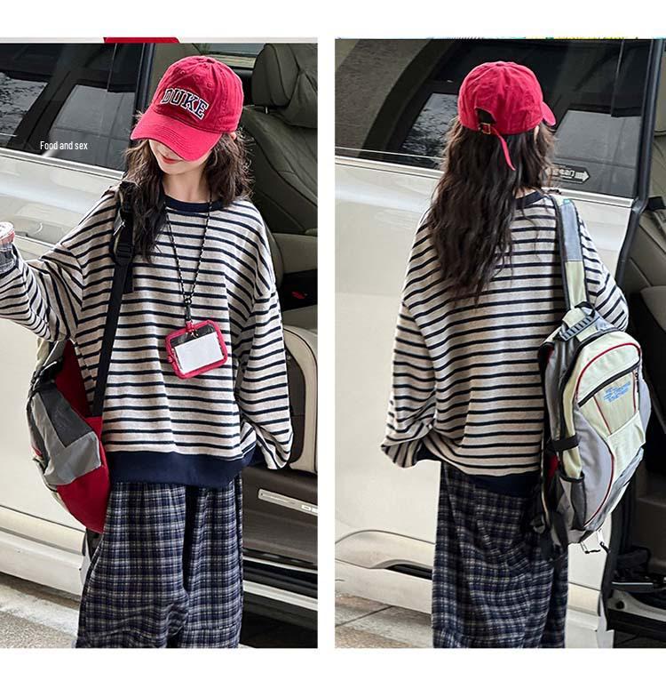 Girls' Plaid Fleece Sweatshirt & Wide-Leg Pants Set - Autumn/Winter Fashion