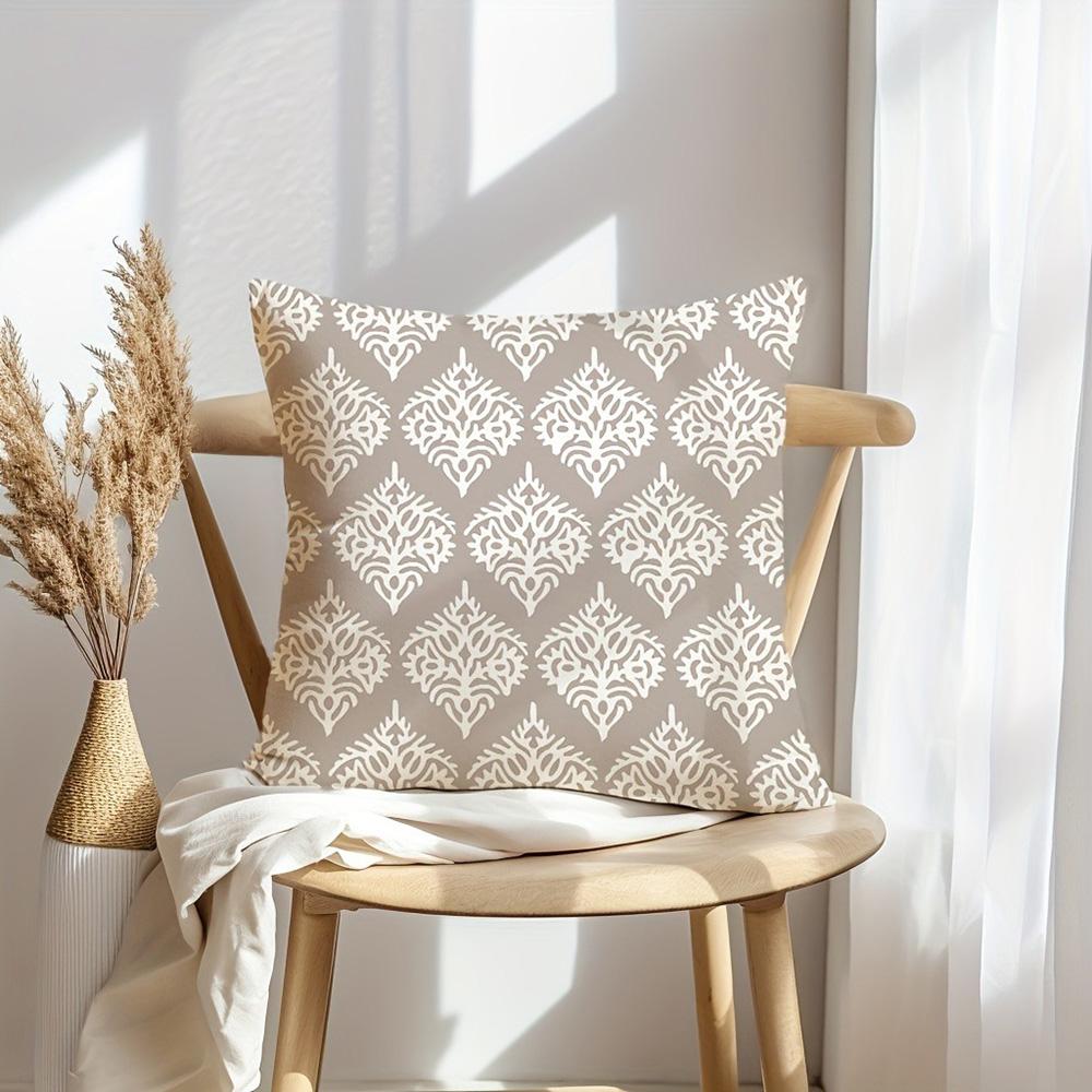 Short Plush Material Pillowcasefour Exquisite Pillowcases With Floral, Geometric, And Leaf Patterns For Ultimate Comfort Sofa Cu