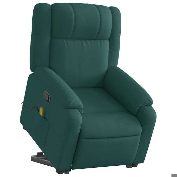 VidaXL Recliner Massage Chair Dark Green Fabric 3205220