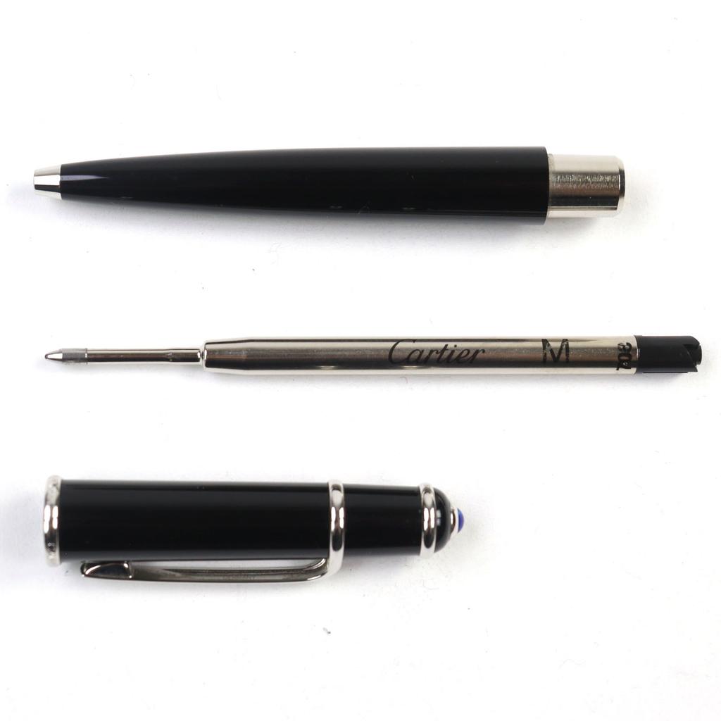 Great Cartier Ballpoint pen Diaboro de Cartier Logo engraved, blue gemstone Used