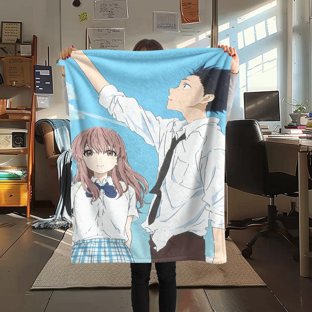 1PC A Silent Voice Print Flannel Blanket, High quality All Seasons, Home Decor, Warmth and Comfort, Perfect for Christmas Gifts
