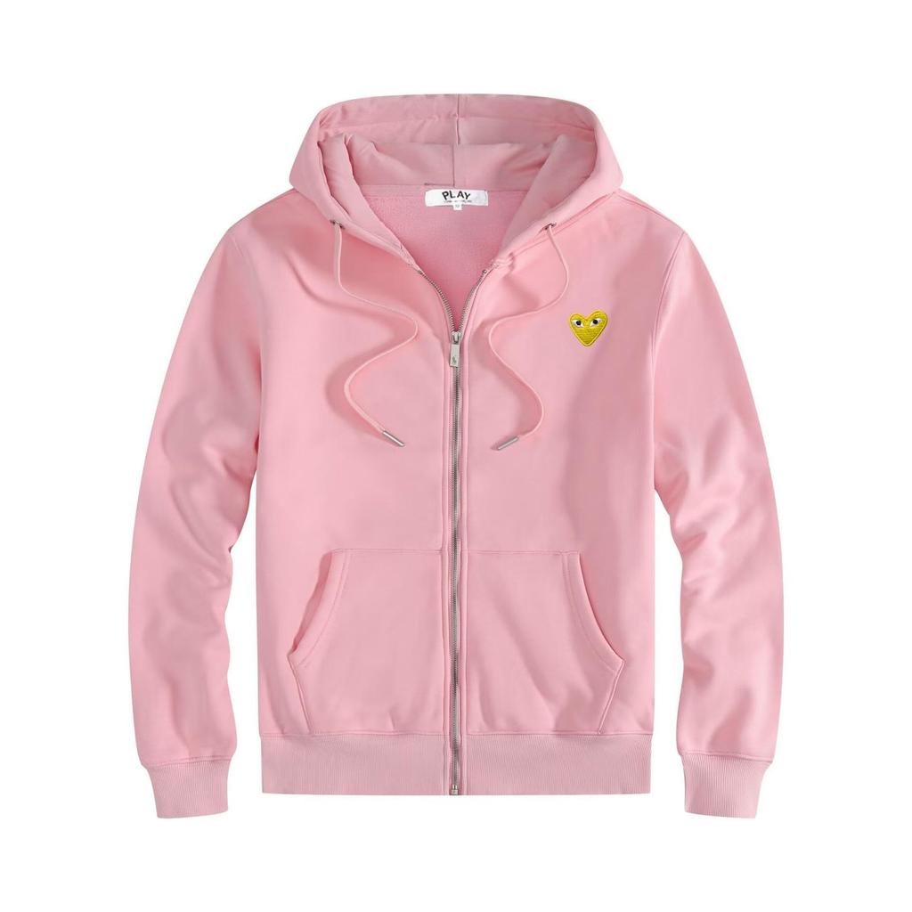 HEYPLAY Peach Heart Japanese Streetwear Unisex Hooded Zip-Up Sweatshirt