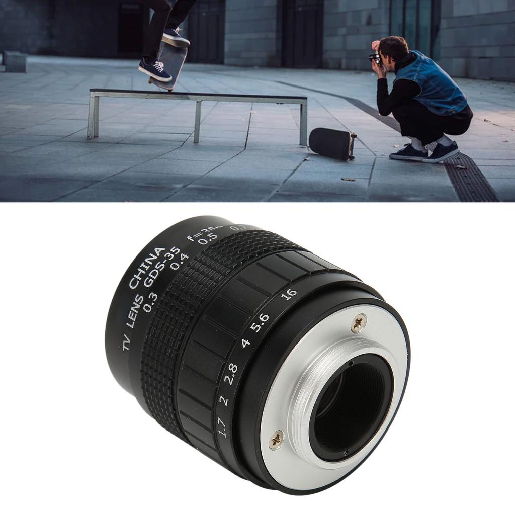35mm 2/3 Manual Lens F1.7 Large Aperture Fixed Telecine Lens for C Mount Mirrorless Camera