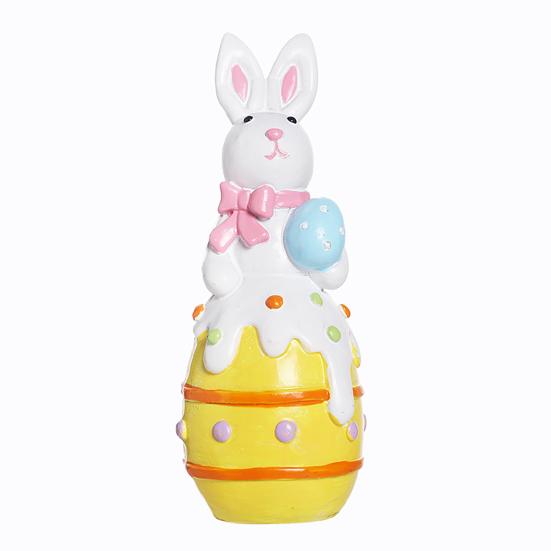 Easter Colorful Egg Bunny Figurine Hand-painted Flower Carrot Egg Rabbit Statue Decorative Animal Sculpture Spring Easter Party Decoration