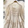 Hollow-out Hook Flower Half Sleeve Elegance Lady Knitting Dress