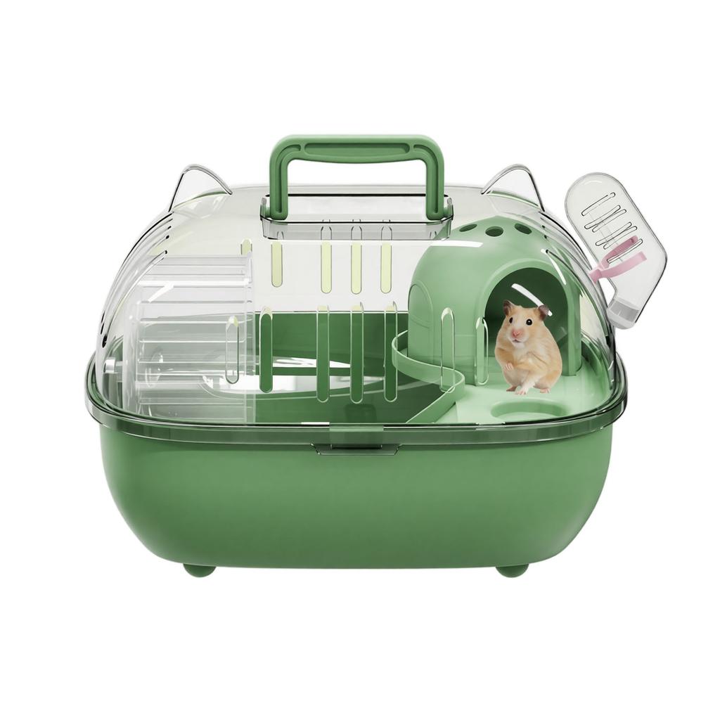 Small Animal Cage Portable Hamster Habitat with Transparent Dome Top and Multi-Level Interior for Small Pets and Rodents