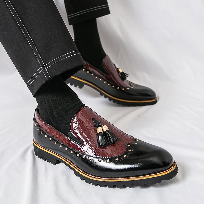 Fashion Fashion Leather Casual Shoes for Men Comfortable Slip on Tassel Loafers Shoes Men British Style Leather Men Business Dress Shoes