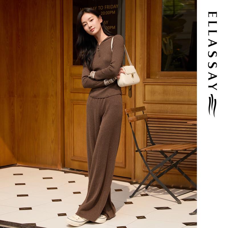 ELLASSAY Women's 100% Merino Wool Jacquard Straight-Leg Casual Pants