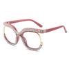 Fashion Cat Eye Glasses with Rhinestones Vintage Trendy Design Oversized Eyeglasses Women for Decoration