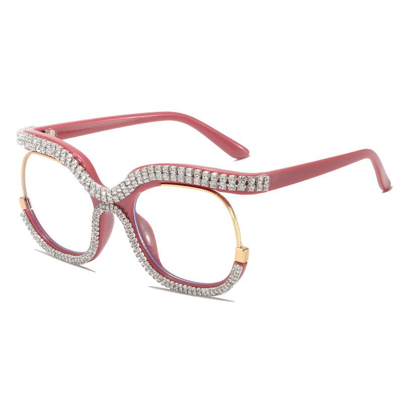 Fashion Cat Eye Glasses with Rhinestones Vintage Trendy Design Oversized Eyeglasses Women for Decoration