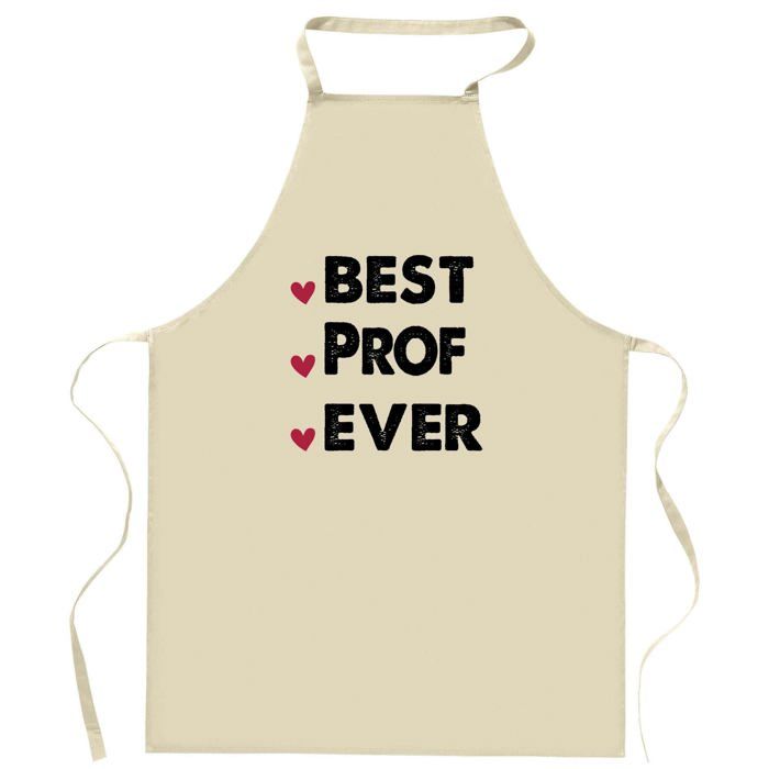 Tablier de cuisine - PROF Best Ever - Motif humour - Coton résistant - Impression française