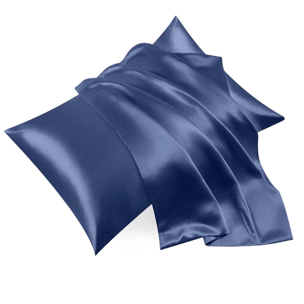 Solid Color Ice Silk Satin Zipper Pillowcase