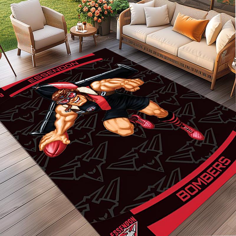 Essendon Football Print Rug, Washable Floor Carpet, For Entryway Dorm Laundry Room Office Study, Home Decor Birthday Christmas Gift