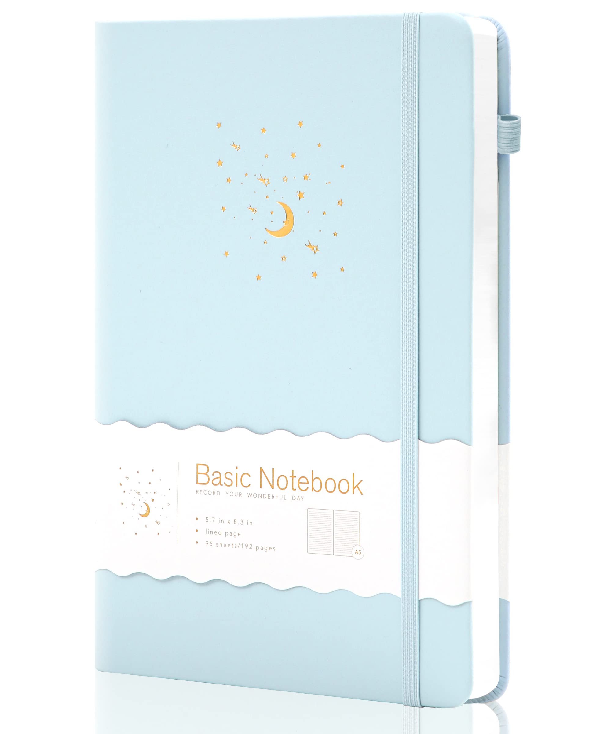 

CAGIE Stylish A5 Hardcover Cute 8mm Classic Business x with Pen Blue Notebook, Ruled, Notebook, Journal, Notebook, 14.5cm 21cm, Holder,