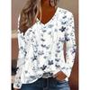 2025 Women's T-Shirts Florals Graphics Plants Elegant Fashion Tees Long Sleeve T-shirts V-Neck Regular Tops Pullover Fall Winter