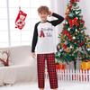 Custom Logo Family Christmas Pajamas Winter Long Sleeve Pjs Pajamas Custom Kids Pajama Set Print Top and Plaid Pants Sleepwear