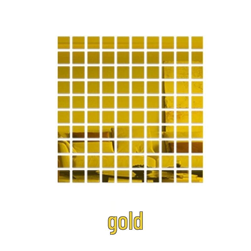 100-Piece Self-Adhesive Square Mosaic Mirror Wall Stickers for Home Decoration