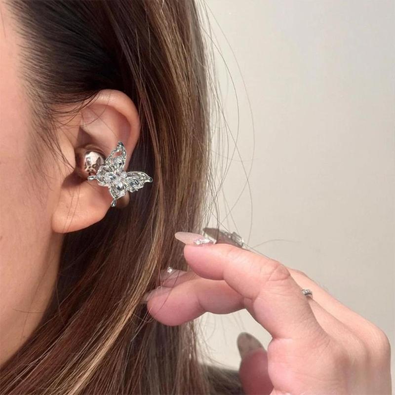Earrings For Ear Clip Earphone Butterfly Beaded Shining Decorations Beautiful Earphone Accessories
