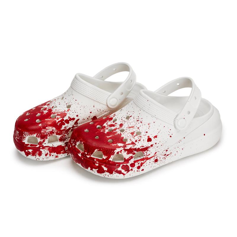 Crocs Crush Clog 811 Manufacture Investigation Scene Fluid Ink Splash Gift Box Hole Shoes Same for Unisex White Red