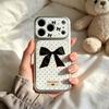 Polka Dot Black Bow Is Suitable for Niche iPhone17Pro Apple 17/16 Mobile Phone Case Imitation Glass 17pm Silicone.