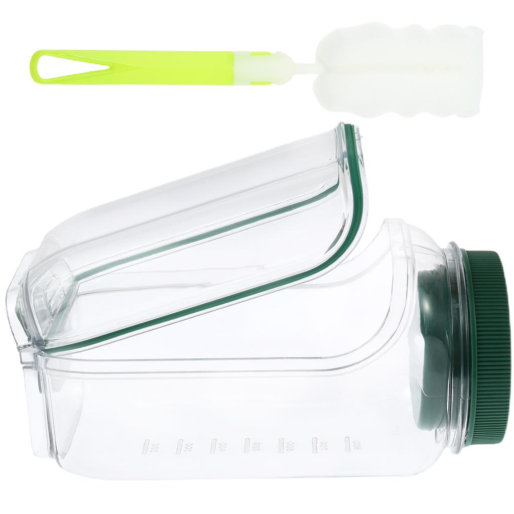 1Pc Sealed Plastic Salad Container Side Open Salad Jar Keep Fresh Salad Pod Lunch Salad Container with Cleaning Brush for Office