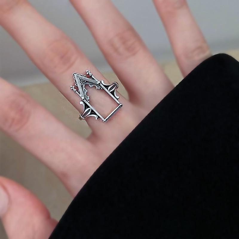 Beautiful Gothic Castle Shape Rings Electroplating Copper Retro Novel Rings