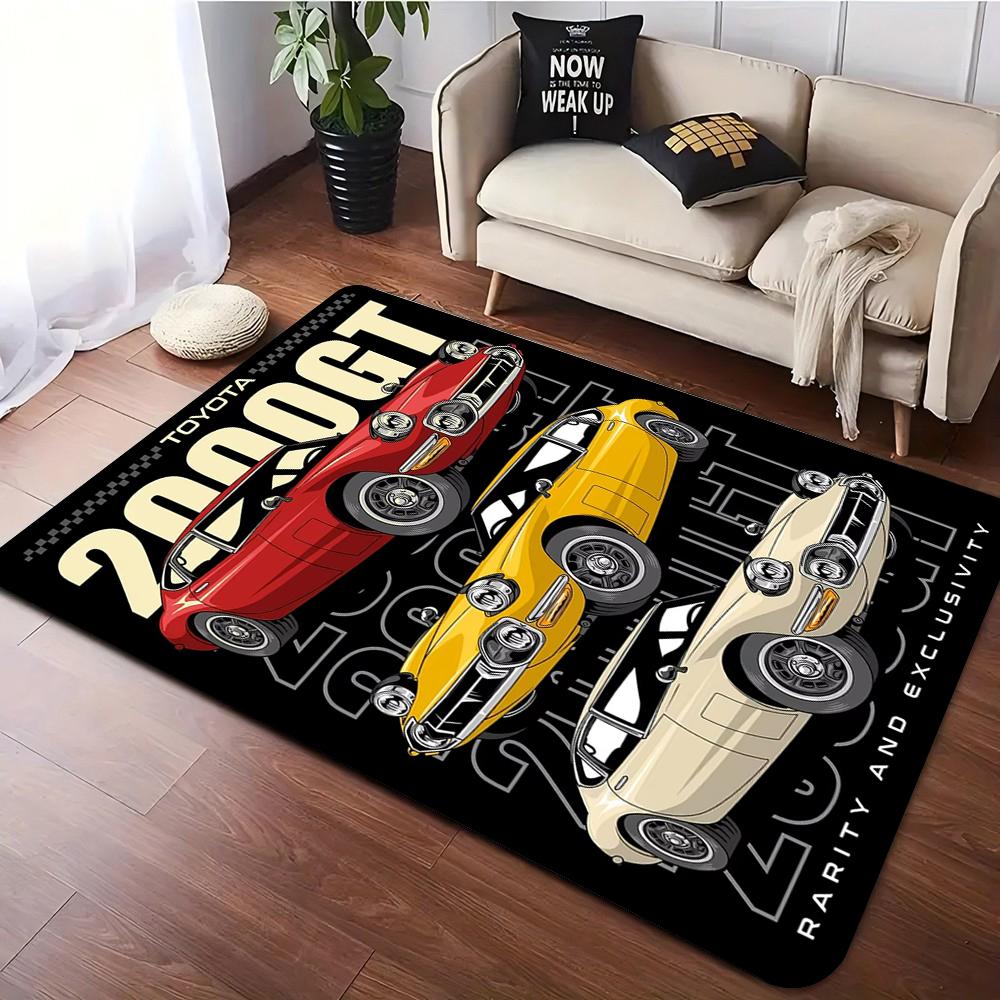 Vintage Japanese Manga Style Carpet for Living Room Bedroom J-DM Racing Car Retro Print Classic Cars Carpet for Home Decor Gifts