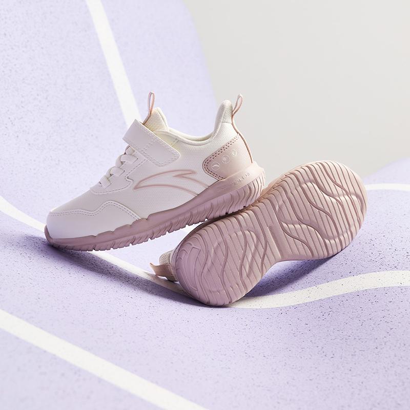 Anta Kids Vitality Comfortable Versatile Lightweight Shock Absorption Low-Top Running Shoes Kids sneaker Ivory-White Lotus-Gray A22439968-4