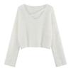 Trendy V-Neck Faux Mink Fur Sweater for Women - Autumn/Winter Cozy Knit Top