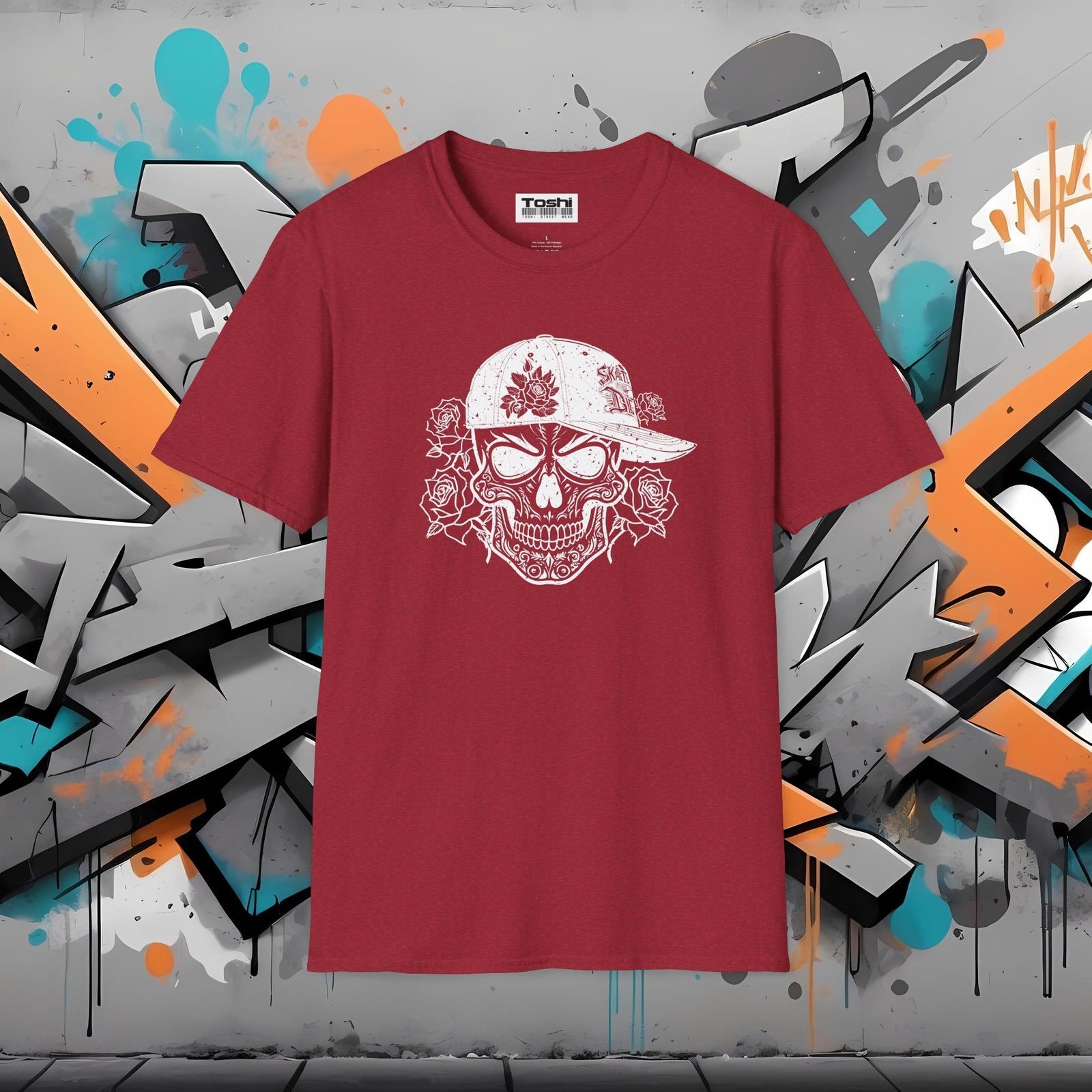 Skate or Die Skater Tee - Unisex Adult - Skull Roses - Skateboarding Streetwear S разноцветный