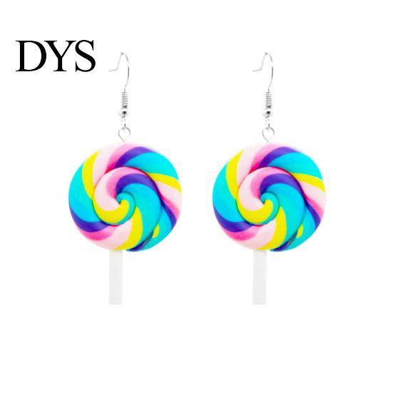 Fashion Rainbow Lollipop Candy Dangle Hook Earrings Women Jewelry Gift Party
