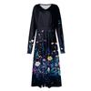 Women's  Casual Fashion V-Neck Long Sleeve Floral Print Long Dress