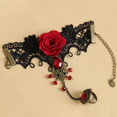 Stylish Ring Bracelet Faux Pearl Rose Decor Finger