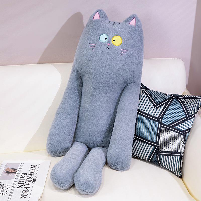 Korean Cat Sleeping Throw Pillow Cute Black Cat White Cat Long Leg Doll Girl Bed Sleeping Sandwich Doll Long Pillow