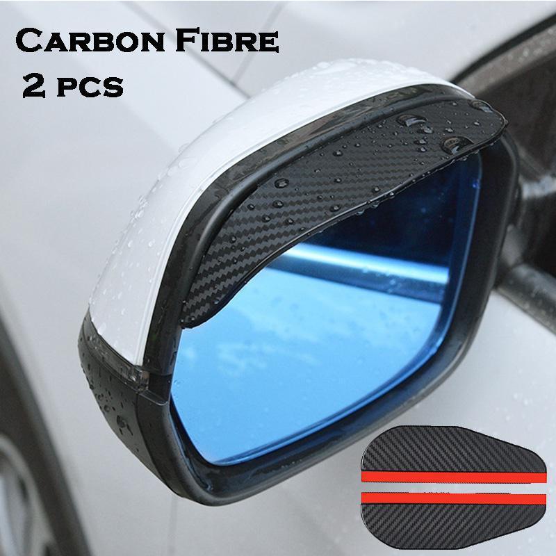 2PCS/Set Universal Carbon Fibre Car Rearview Mirror Rain Shield Board Sun Visor Shade