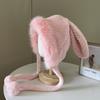 Autumn and winter furry cute rabbit ears children warm ear protection hat headgear cold hat thickened pullover hat