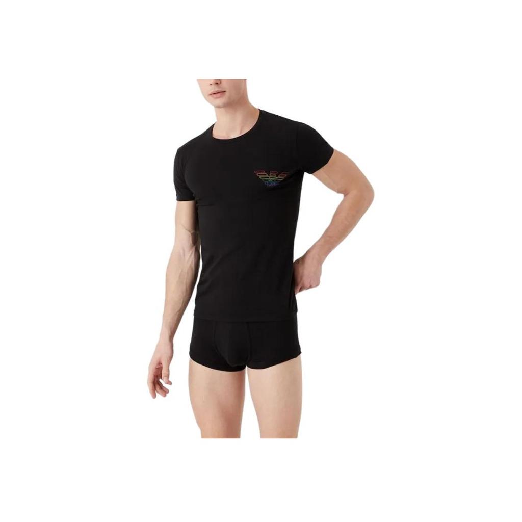 Emporio Armani Ss23 Solid Eagle Logo Print Crew Neck Short Sleeve T-Shirt Men Tops Black 111035-3R513-00020