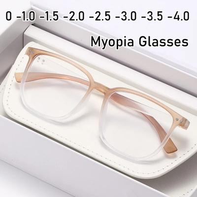 Neutral Classic Square Myopia Glasses High-definition Blue Light Blocking To -4.0 Fashionable Trendy Glasses for Men Women